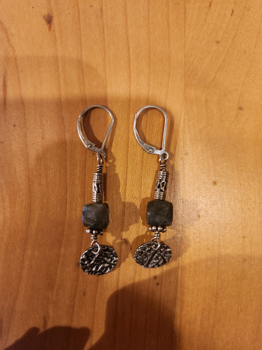 Textured Drop Earrings - Sterling Silver