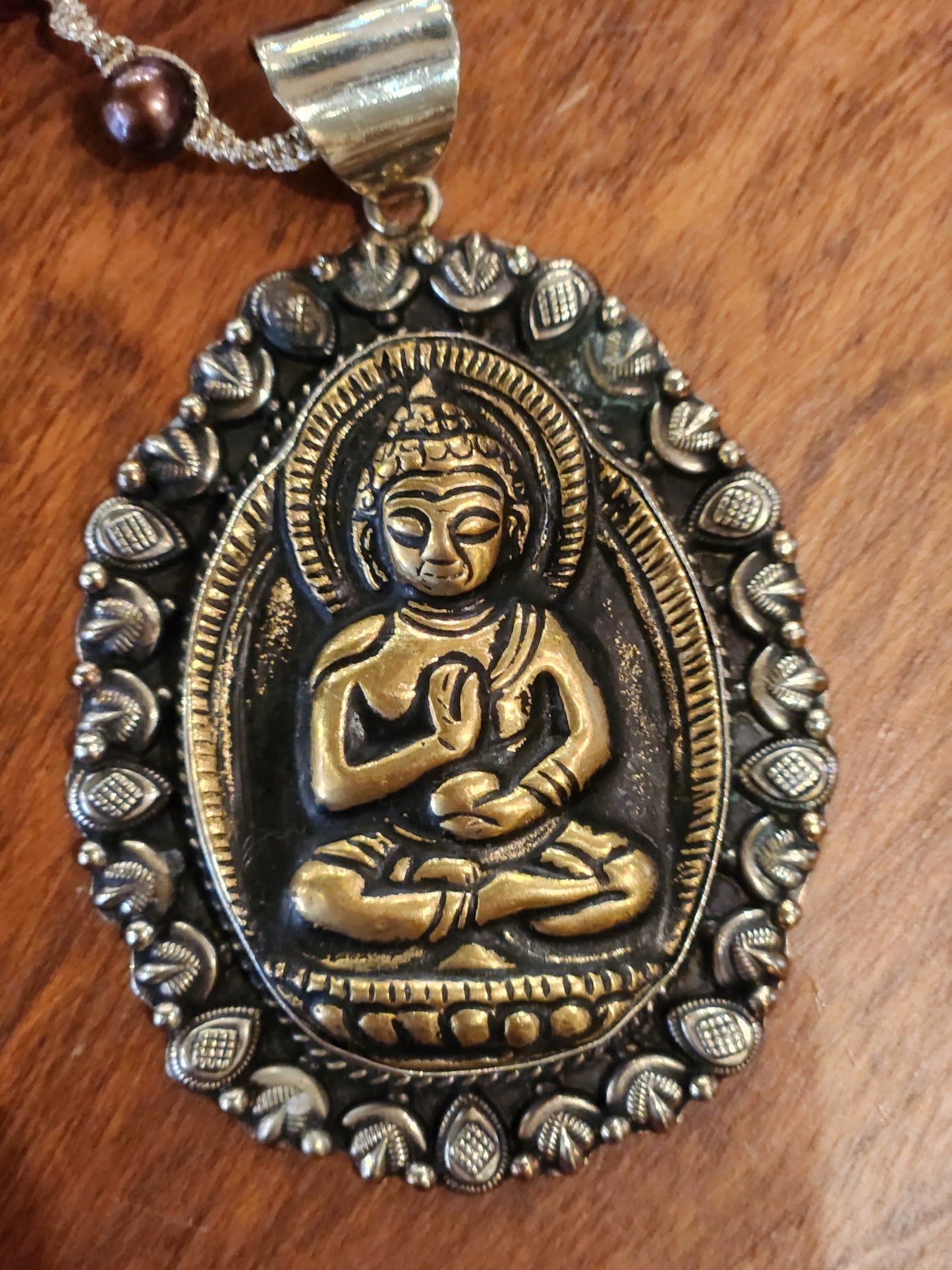Metal Buddha Pendant with Beaded Necklace