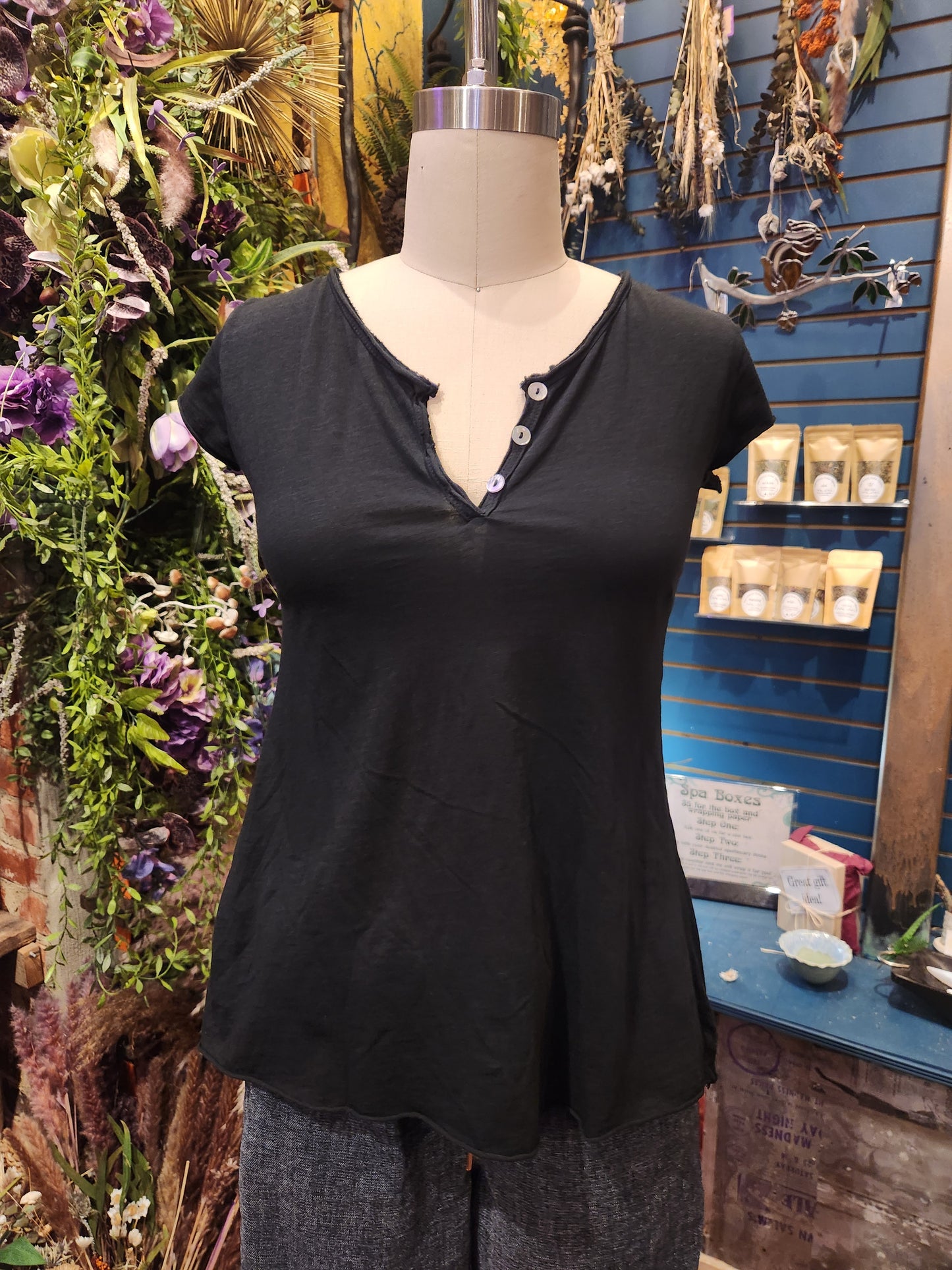 Henley Cotton Summer Top  (multiple colors available )