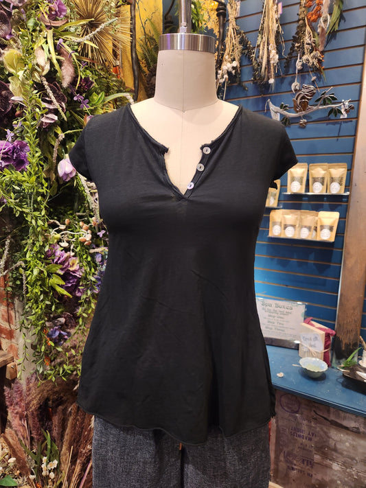 Henley Cotton Summer Top  (multiple colors available )