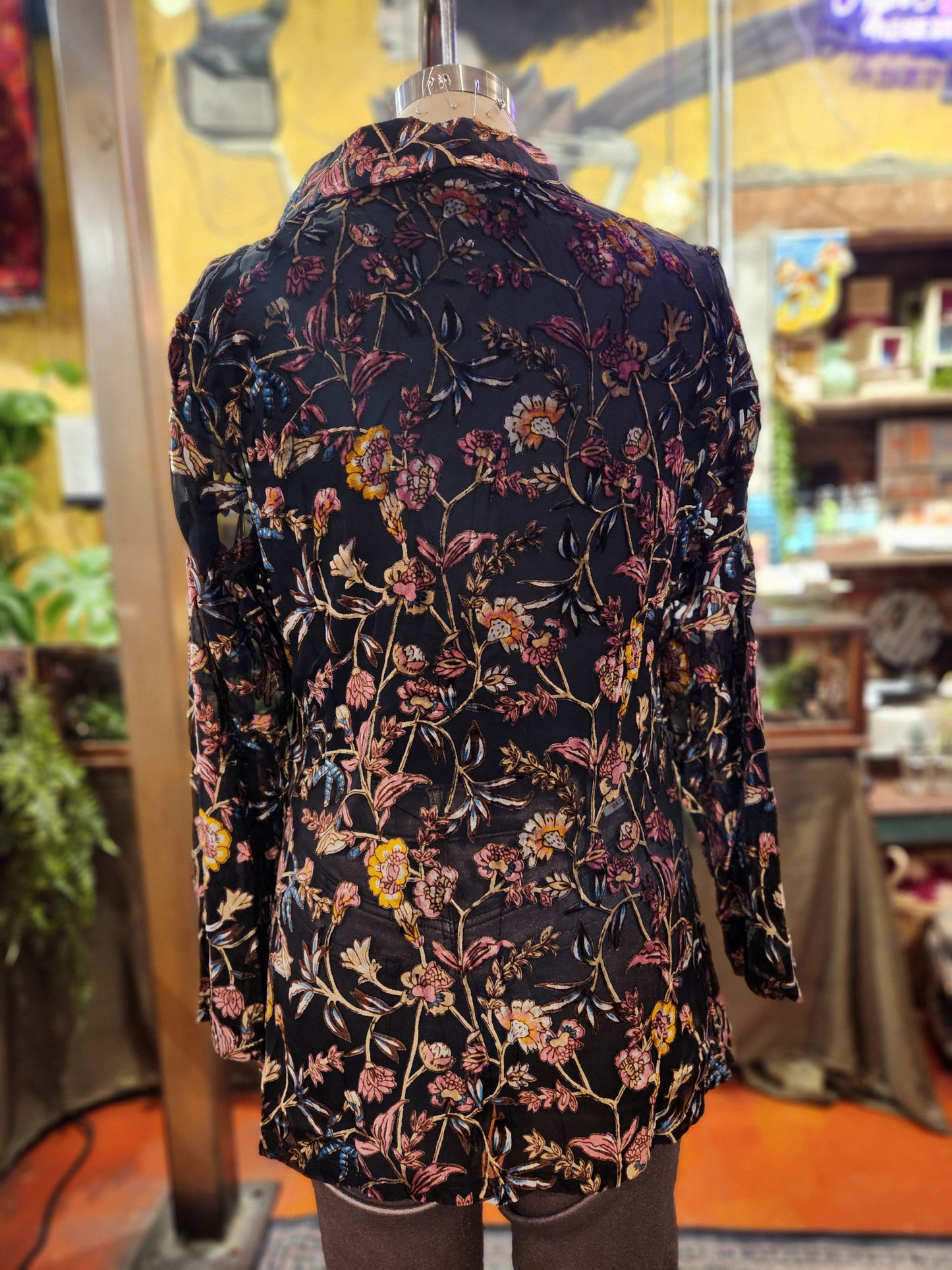 Mesh Button Down - Black/Red Multicolor