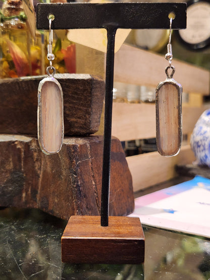 Pink Irridescent Long Oval Earrings - *KC34