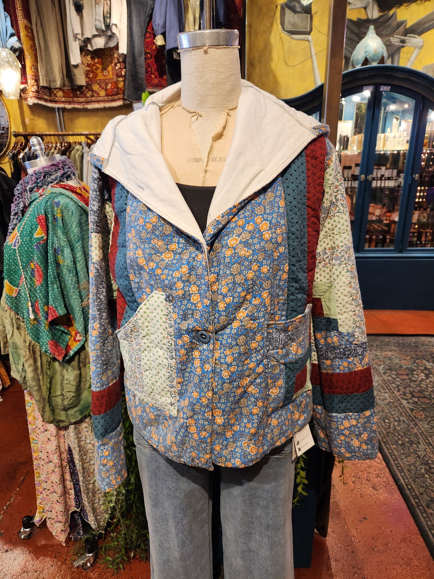 OOAK Blue Hooded Quilt Jacket