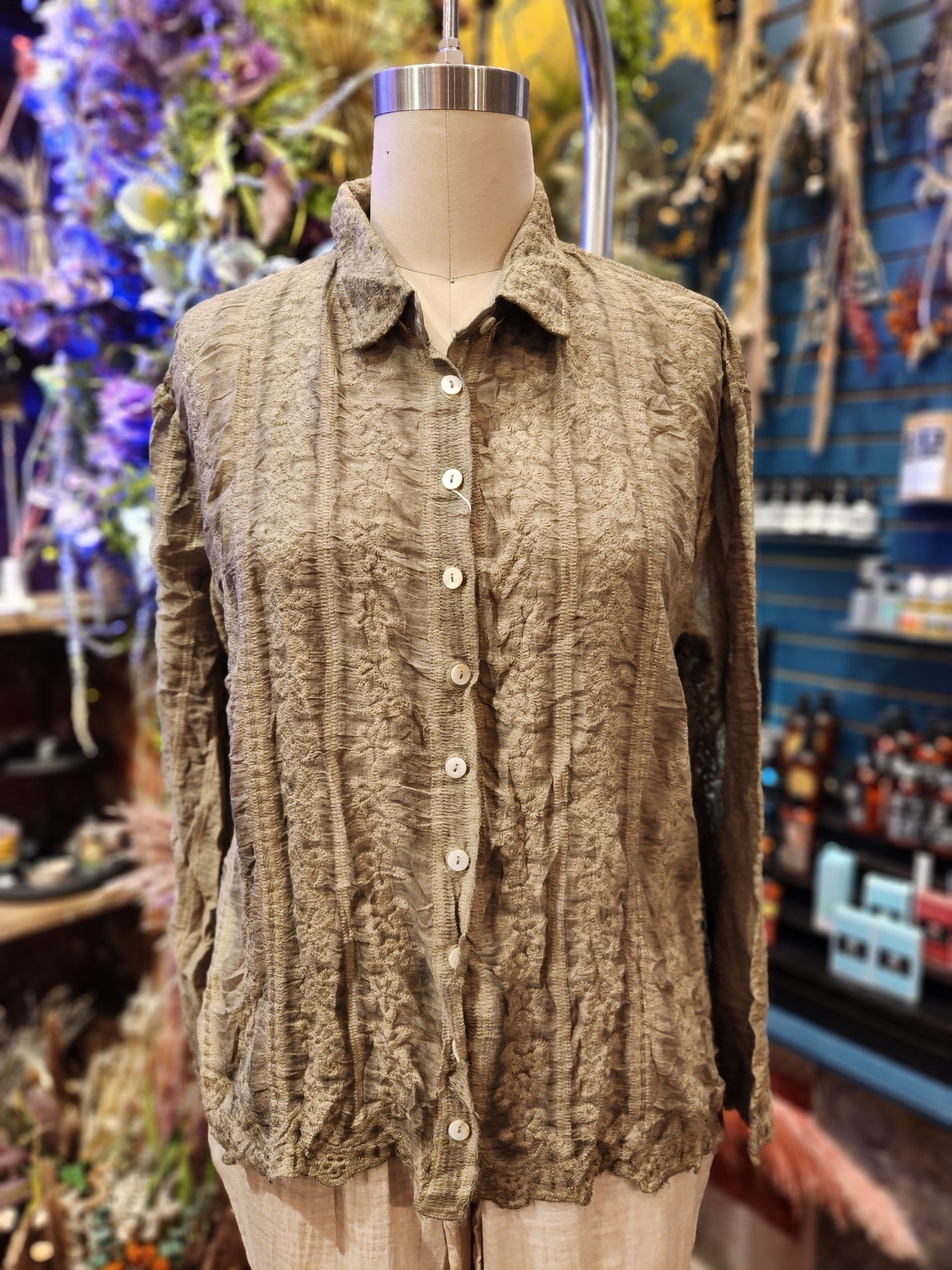 Lace Patchwork Blouse- Missy -One Size