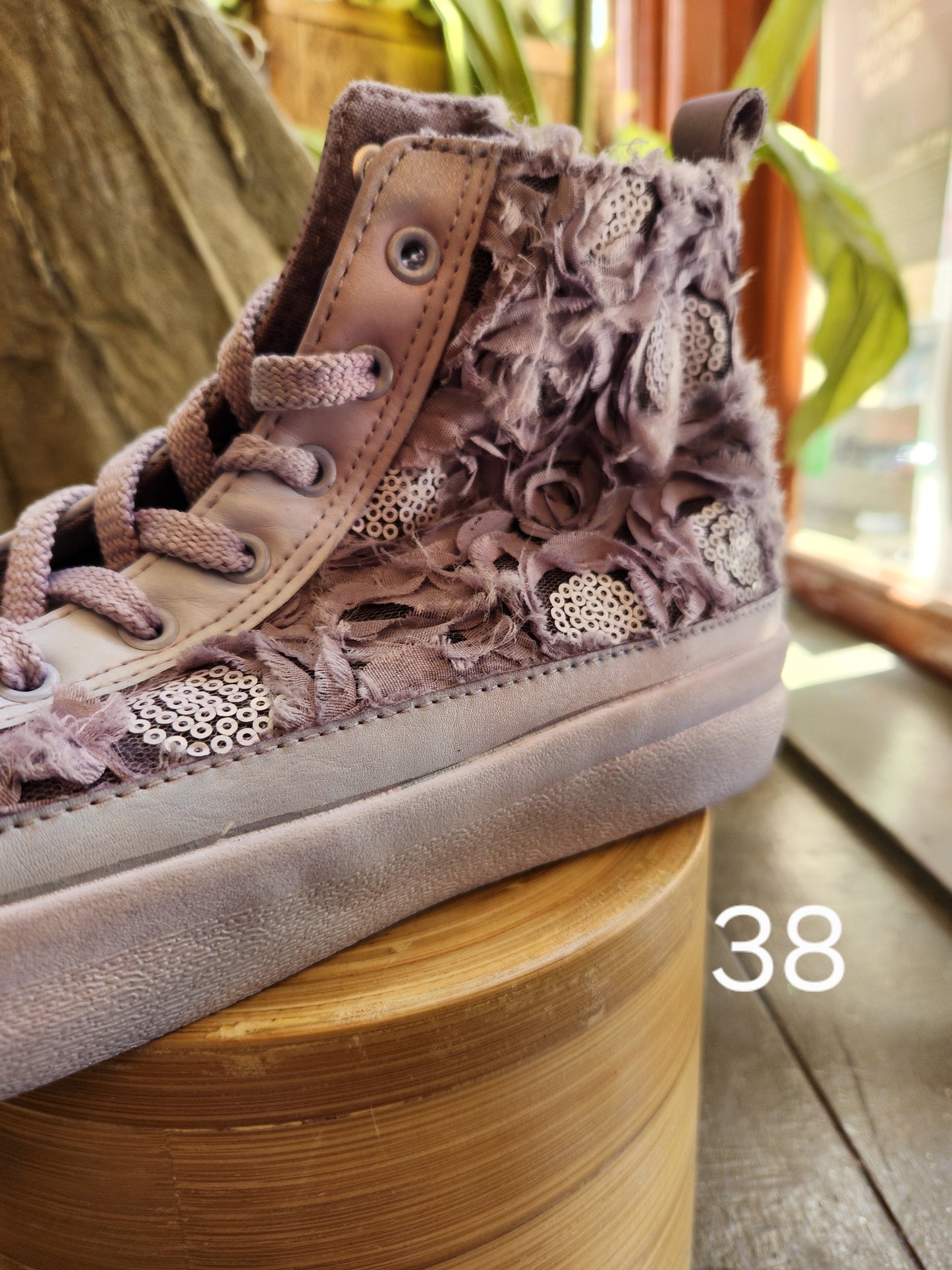 Hand Dyed Floral High Top Sneaker