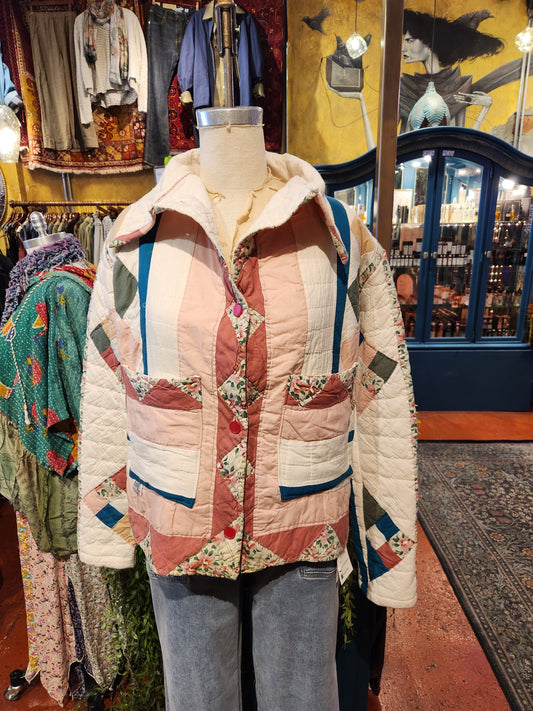 OOAK Pink Collared Quilt Jacket