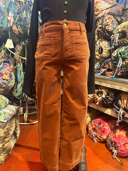 Corduroy Cropped Flare Pants