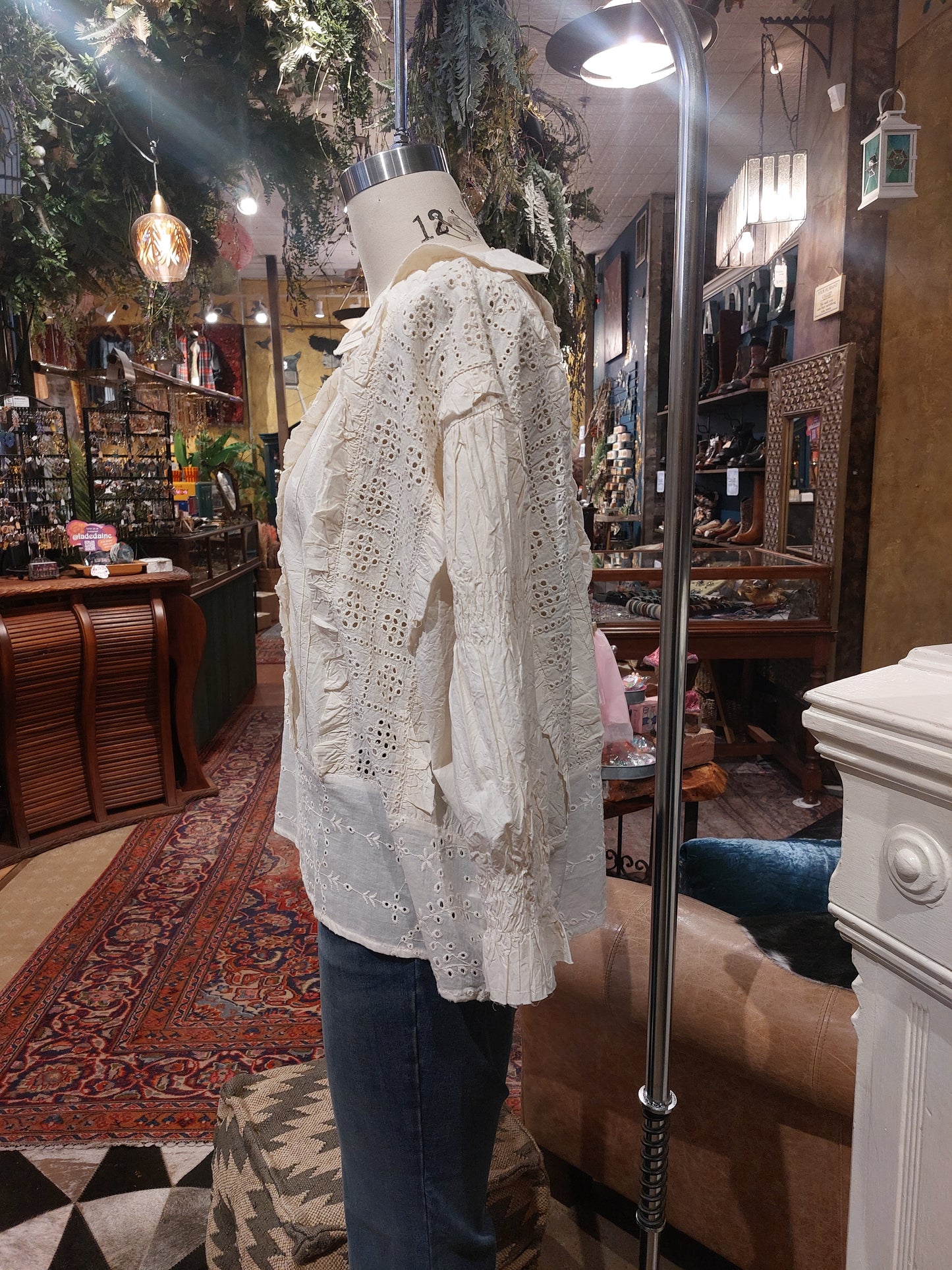 Vintage Style Eyelet Top - Ivory