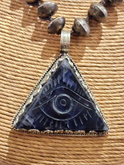 Carved Fluorite Eye Pendant