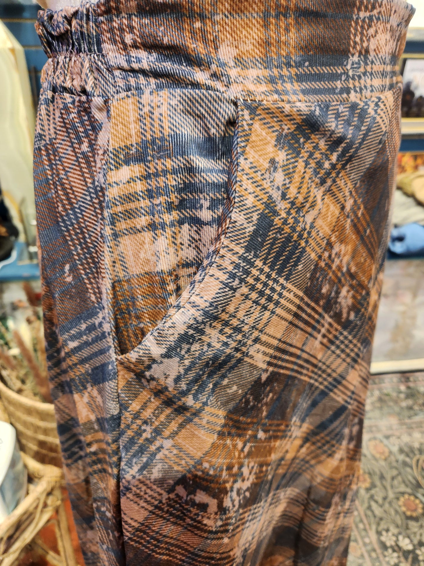 Corduroy Plaid Skirt