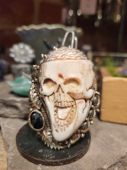 Bone Carved Skull Ring