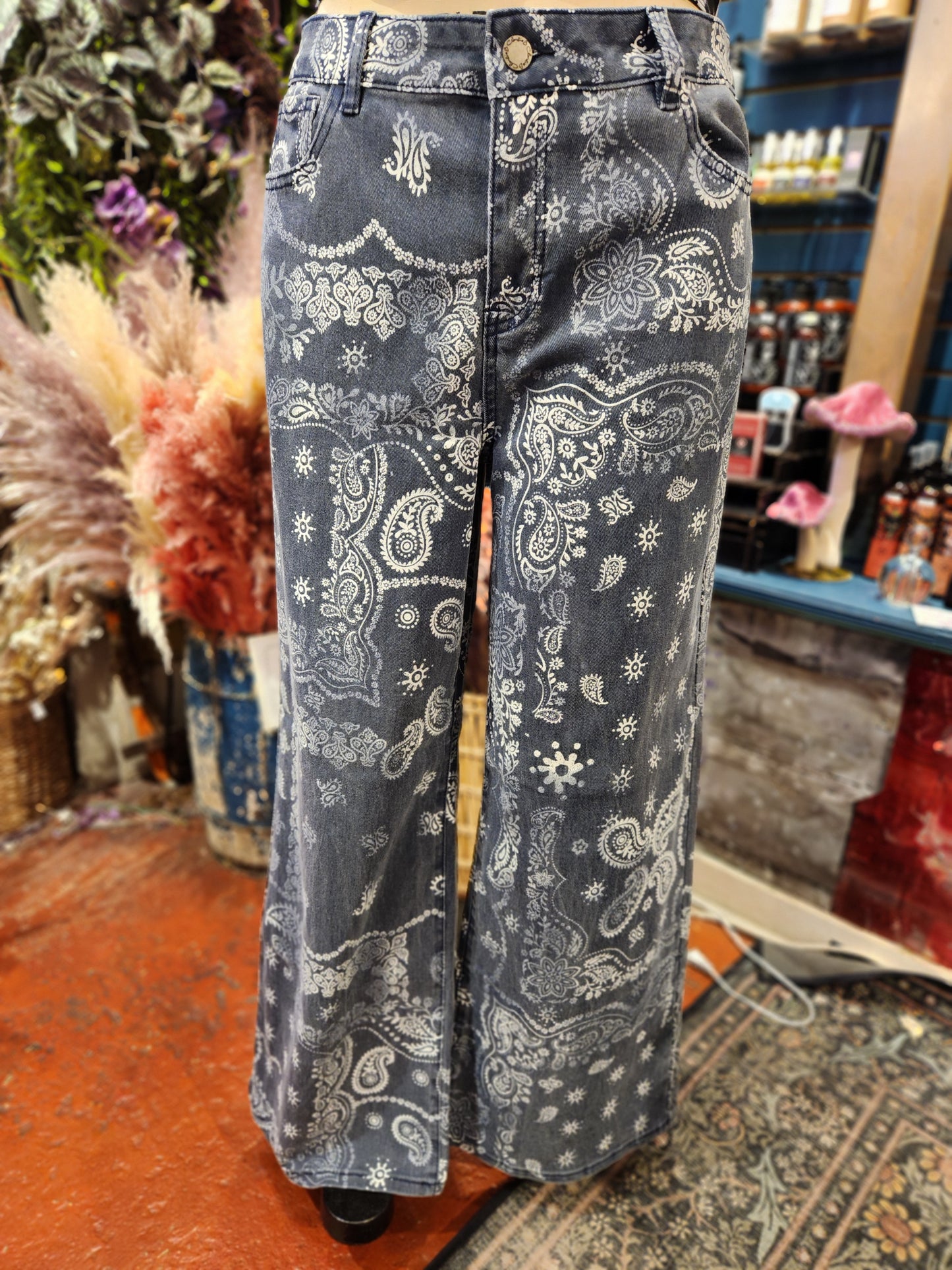 Wide Leg Bandana Twill Pants