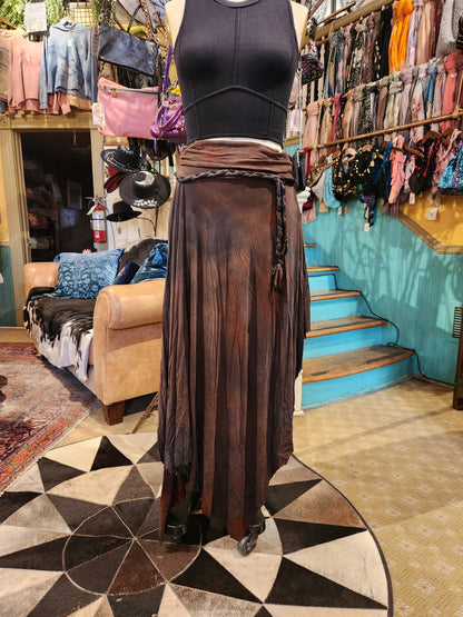 Maxi Athena Skirt - Brown w/ Braided Tie