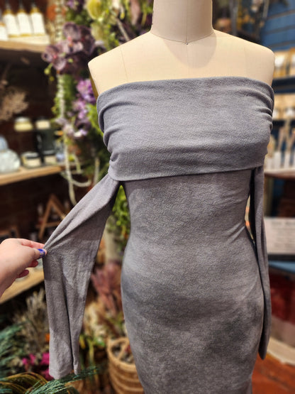 Stormy Summer Night Off Shoulder Maxi Dress