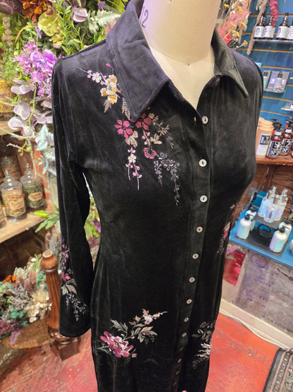 Velour Knit Shirt Dress