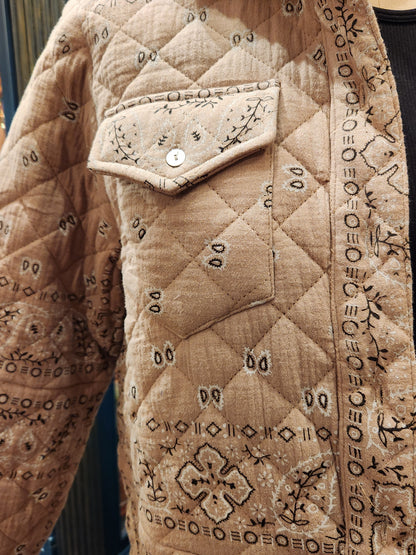 Bandana Quilted Shacket - Sand