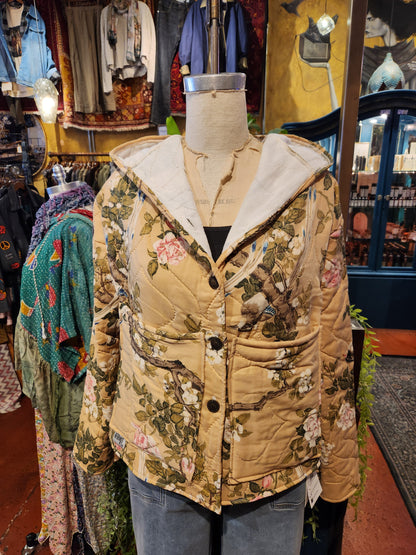 OOAK Tan Hooded Quilt Jacket