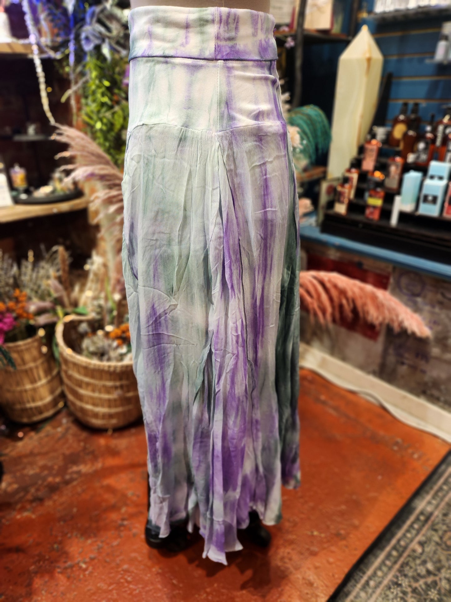 Green/Purple - Tie Dye Maxi Skirt