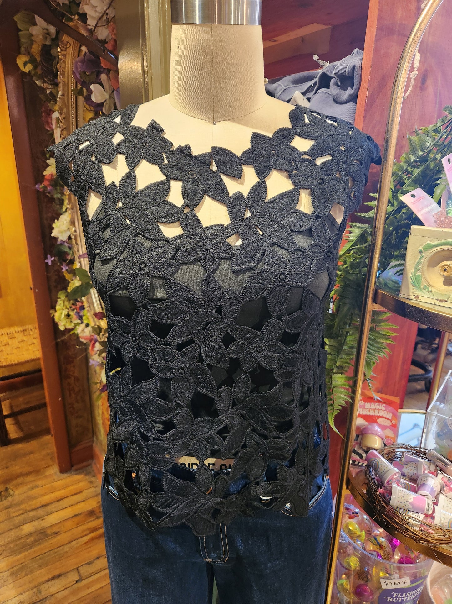 Cap Sleeve Floral Crochet Top - Multiple Colors