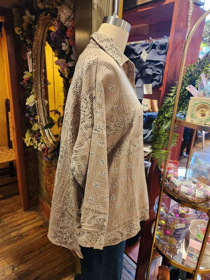 One Size Boyfriend Shirt - Sand Bandana