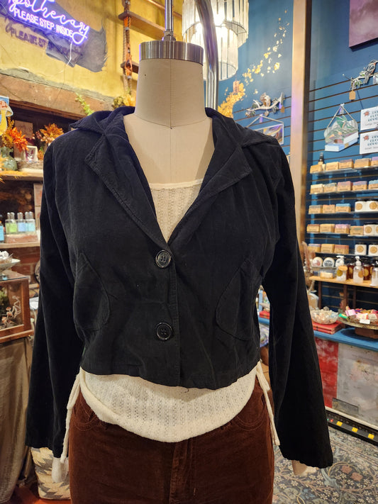 Corduroy Crop Jacket - Black