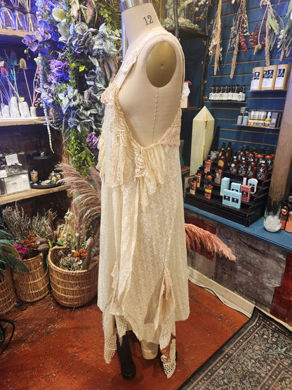 Layered Lace Tiered Split Dress with Straps