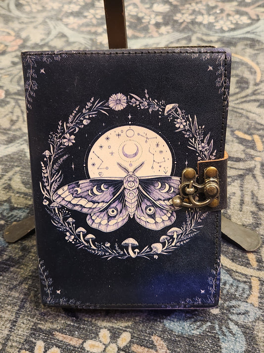 Celestial Moon | Leather Journal | Blank Vintage Notebook