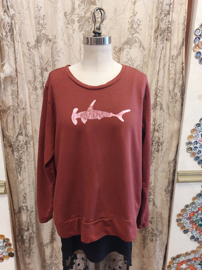 Maroon Bleach Dyed Shark Sweatshirt