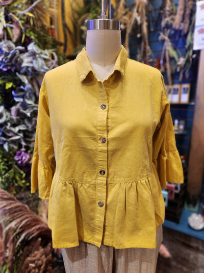 Kleen Linen/ Cotton  Ruffle Crop Jacket