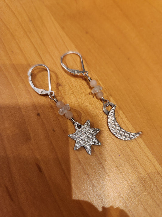 Sun & Moon Earrings - Sterling Silver