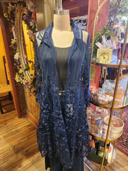 Embroidered Floral Mesh Duster - Multiple Colors