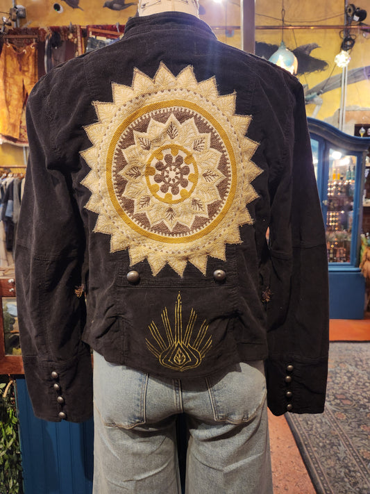 Mandala Sun Free People  Black Velvet Jacket - Vaylmith