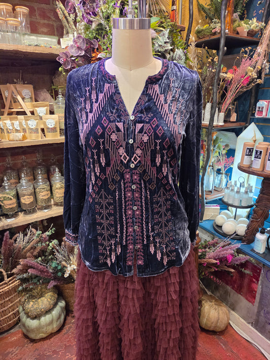 Kyoko- Velvet Button Blouse