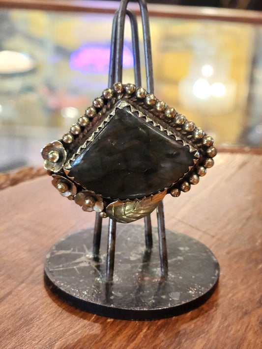 Rounded Triangle Labradorite Ring