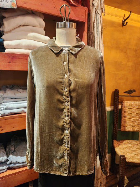 Velvet Fitted Shirt - Lentil