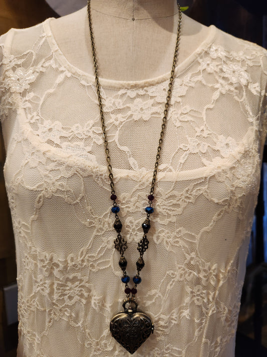 Victorian Style Pocket Watch Necklace | Heart Locket