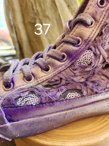 Hand Dyed Floral High Top Sneaker
