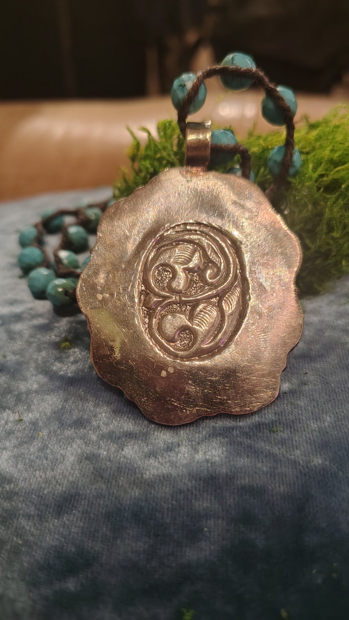 Turquoise Pearl Madonna Necklace