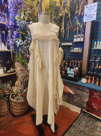 Layered Lace Tiered Split Dress with Straps