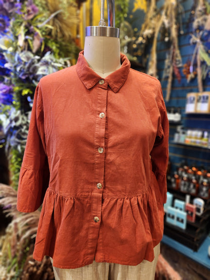 Kleen Linen/ Cotton  Ruffle Crop Jacket