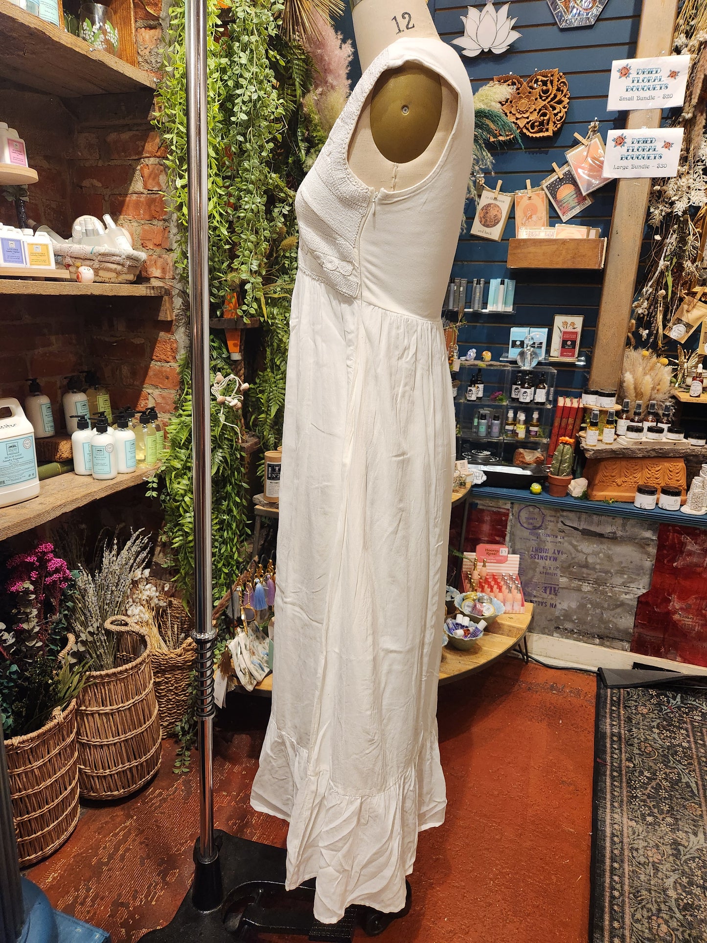 Applique Detail Bodice, Empire Seam, Maxi Dress