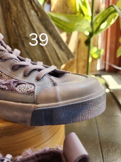 Hand Dyed Floral High Top Sneaker