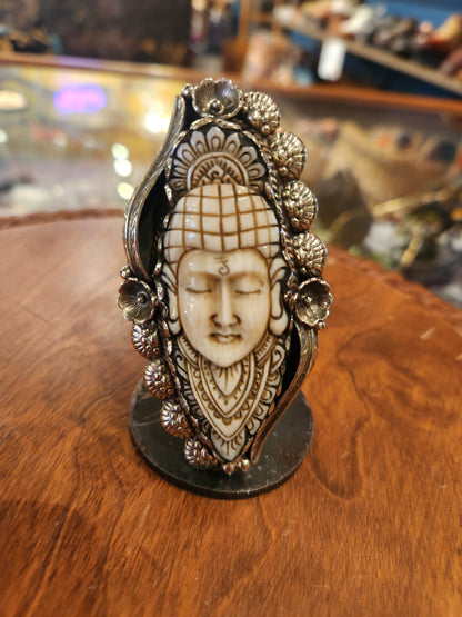 Carved Bone Buddha Ring