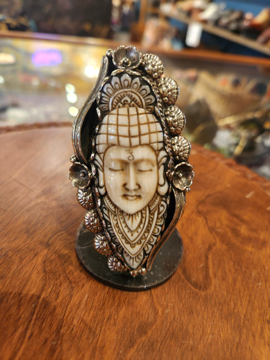 Carved Bone Buddha Ring