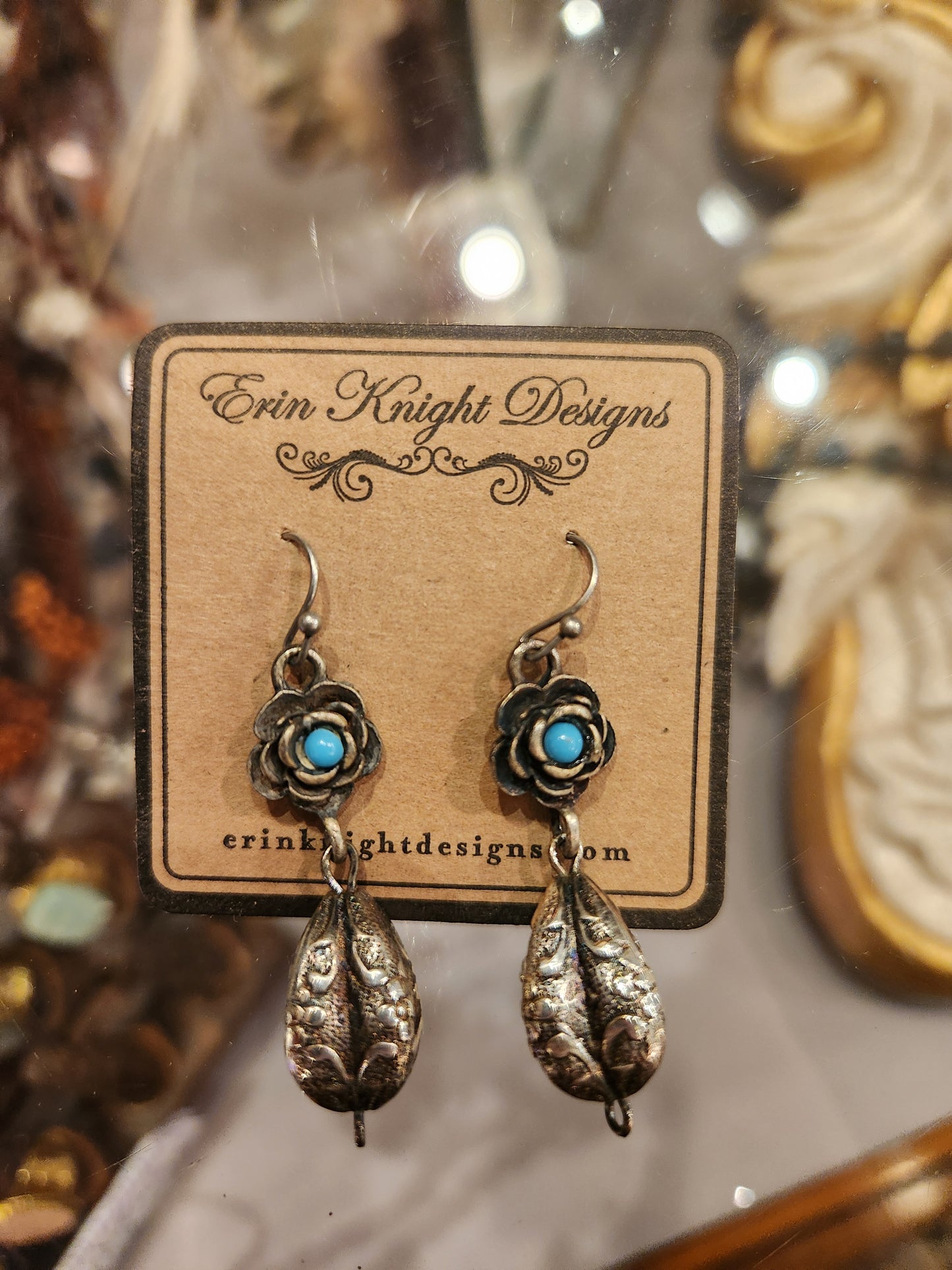 Vintage Floral Bead Drop Earrings