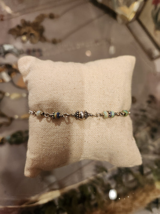 Opal with Sterling Silver Bead Bracelet