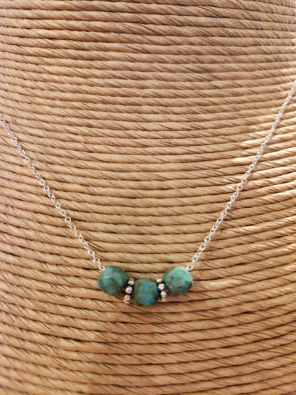 Floating Turquoise Square Sterling Silver Necklace