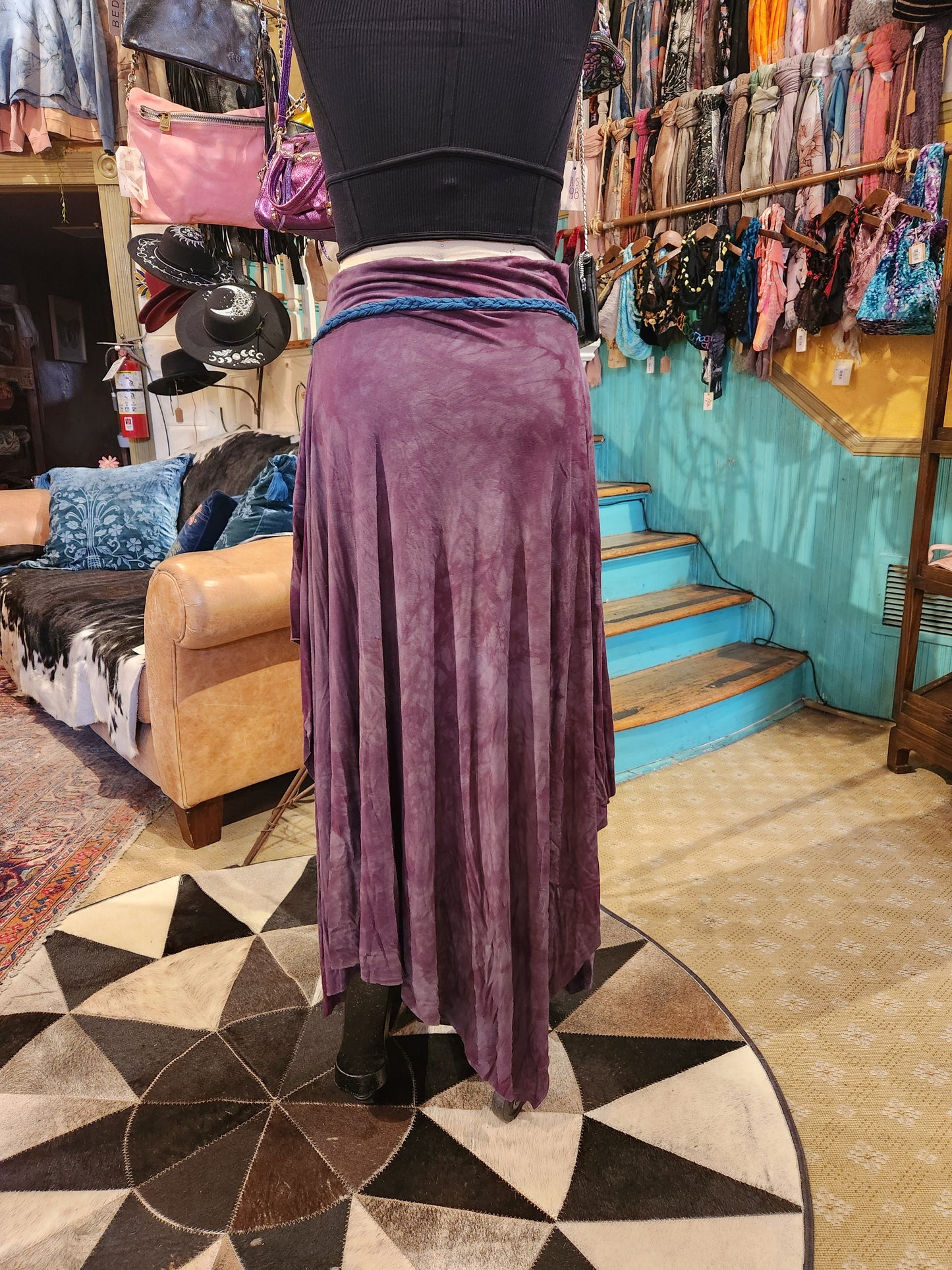 Maxi Athena Skirt - Purple w/ Teal Braided Tie