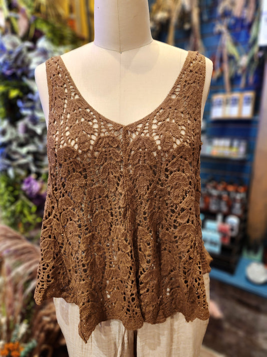 Cotton Knit  Vintage Sleeveless Vest One Size