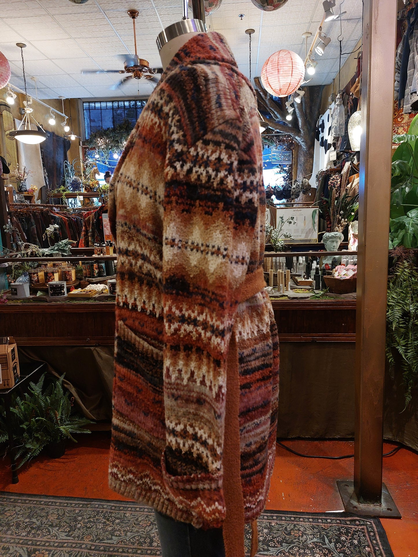 Southwest Stripe Belted Cardigan - Sunset Tones